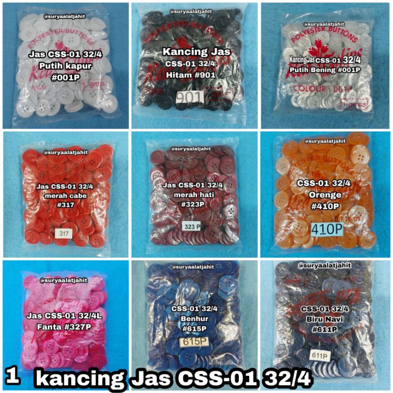 kancing Jas CSS-01 32/4L/2cm Full@1gros=rp.32.000/144pcs