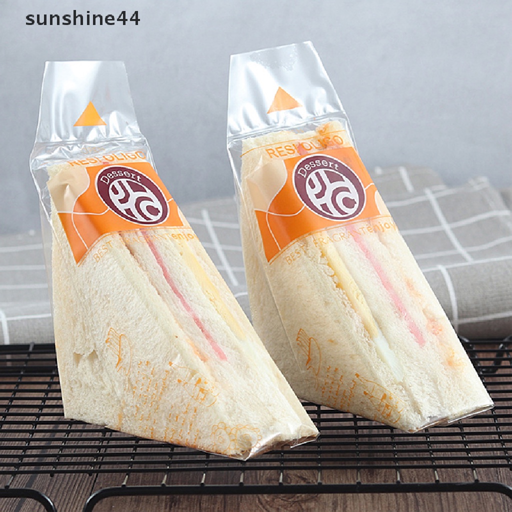 Sunshine 100pcs Plastik Wrap Roti / Sandwich Bentuk Segitiga Transparan Tebal