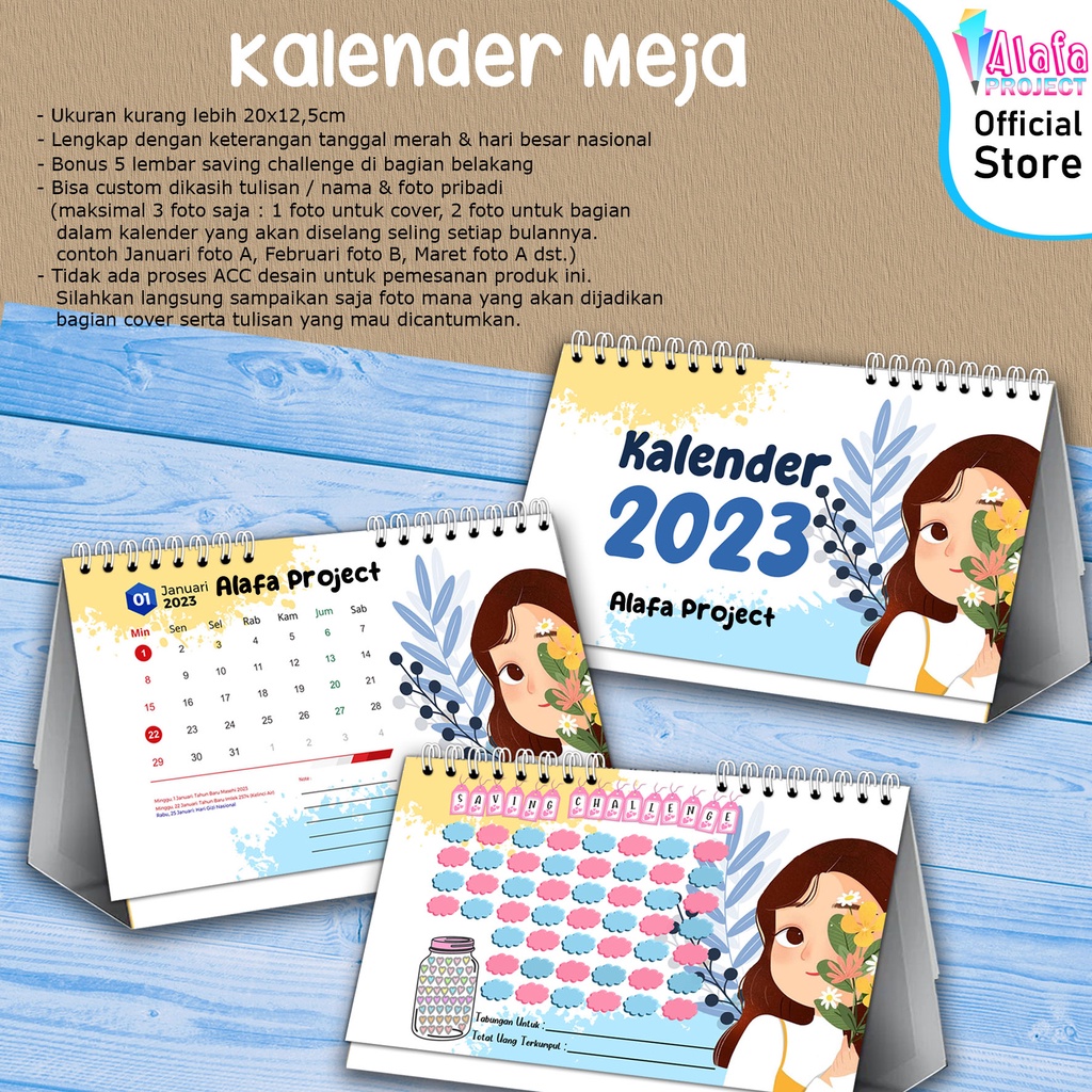 

Alafaproject APCal01 Kalender 2023 Kalender Meja Duduk Ukuran Medium | Kalender Custom | Calendar