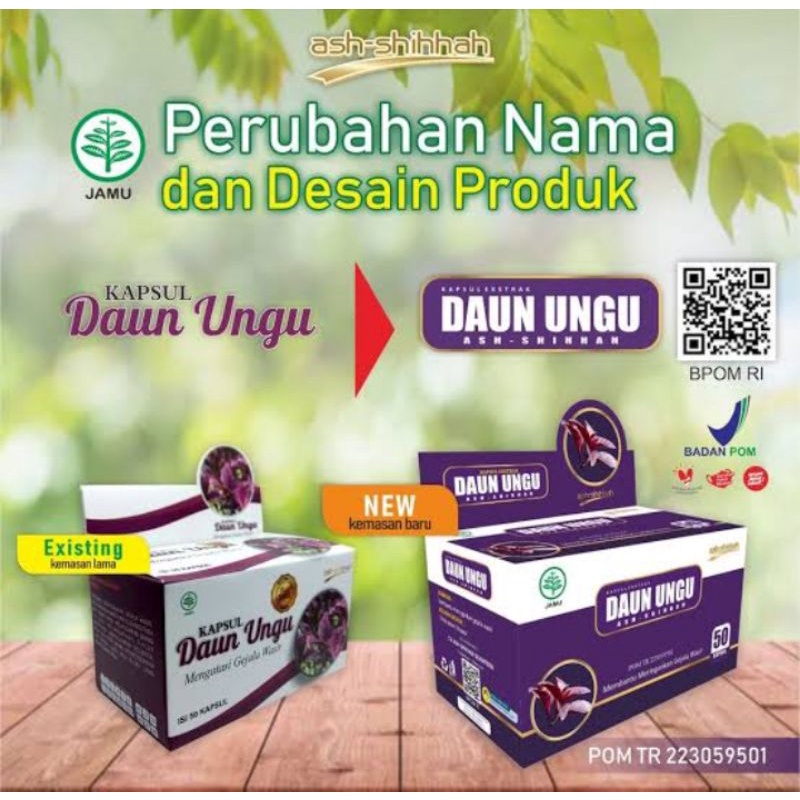 Kapsul Daun Ungu Ash Shihhah Asli isi 50Kapsul/Hebal Wasir