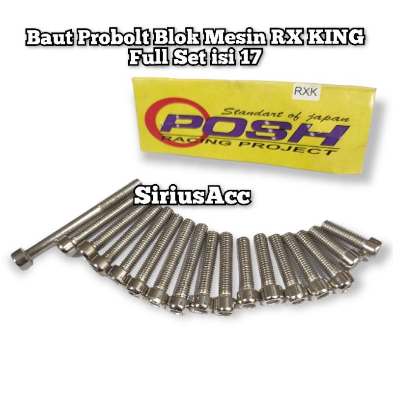 Baut Probolt Blok Mesin RX KING Chrome Baut Probolt Bak Mesin RX KING Full Set isi 17