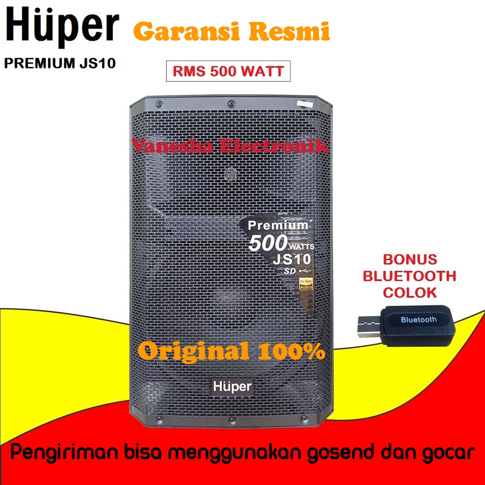 Speaker Aktif 15 Inch HUPER JS10 JS 10 Usb 500Watt Original Bonus Bluetooth Colok Satuan