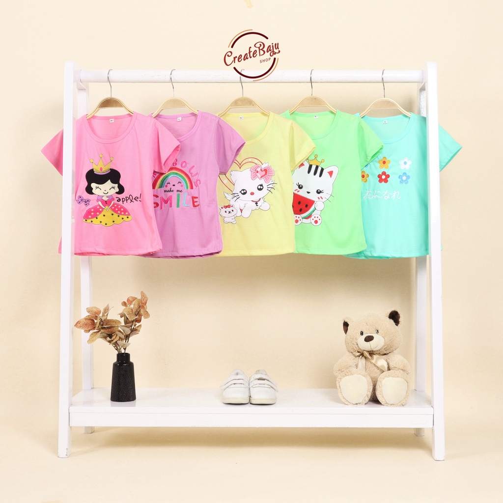 BAJU KAOS ANAK CEWEK 1-4 TAHUN TERMURAH ATASAN ANAK CEWEK WARNA RANDOM PART 4