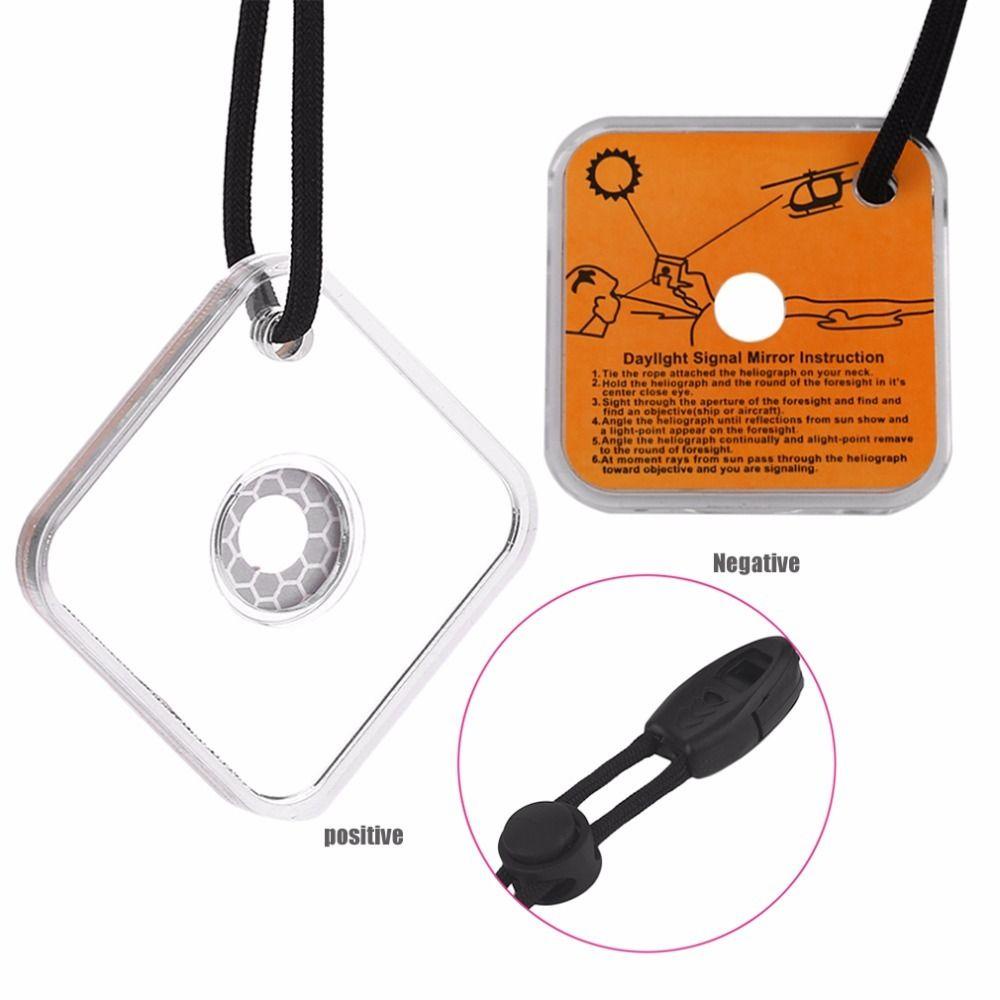 Nickolas1 Cermin Sinyal Reflektif Hiking Camping Dengan Peluit Alat Cermin Emergency Rescue Adventure