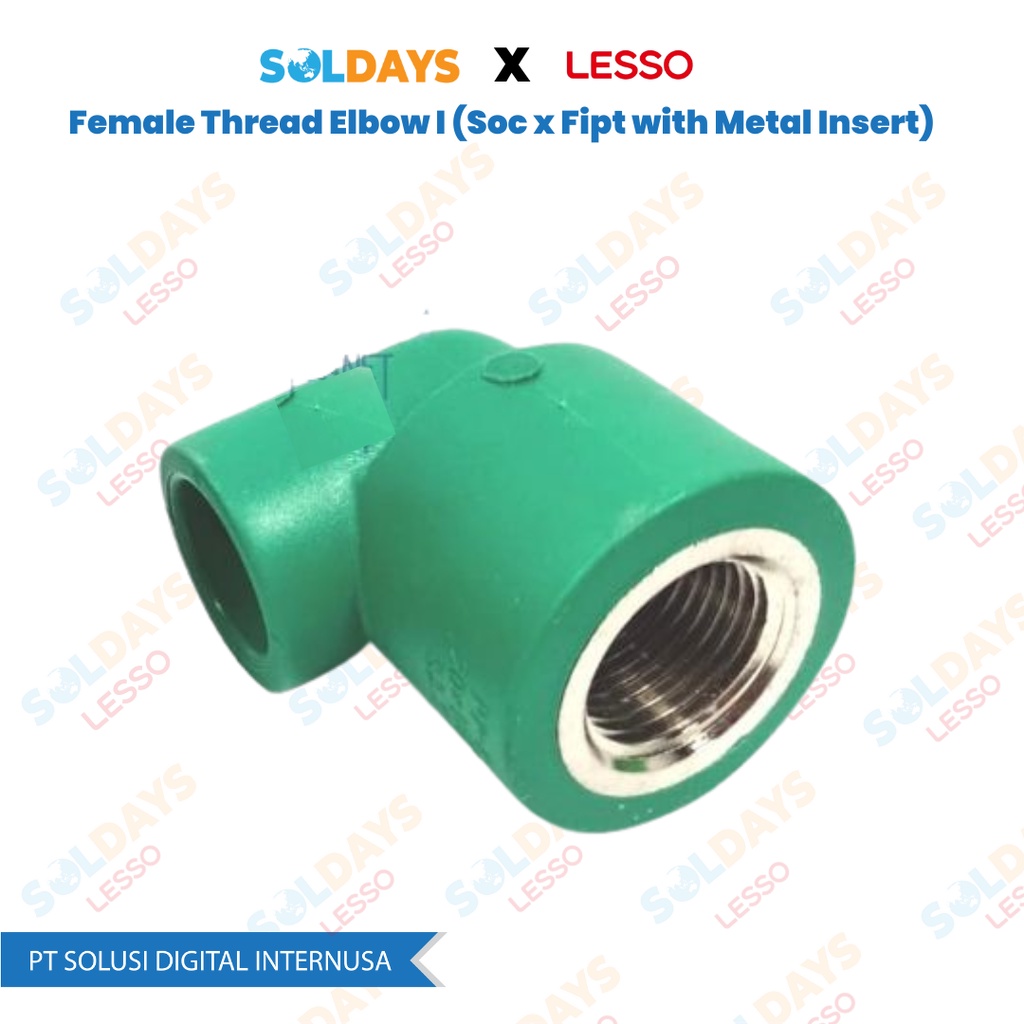 Lesso Female Thread Elbow I dn25x1/2&quot; / Soc x Fipt With Metal Insert  3/4&quot;x1/2&quot; / PPR