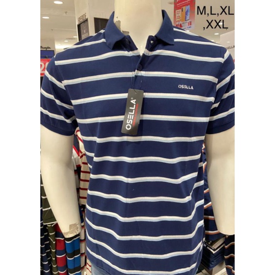 Osella Baju Pria Polo Shirt Stripe Navy Original New