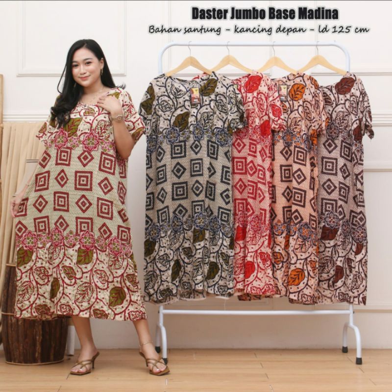 DASTER JUMBO XXL MOTIF BASE MADINA BUSUI KANCING DRESS BAJU TIDUR