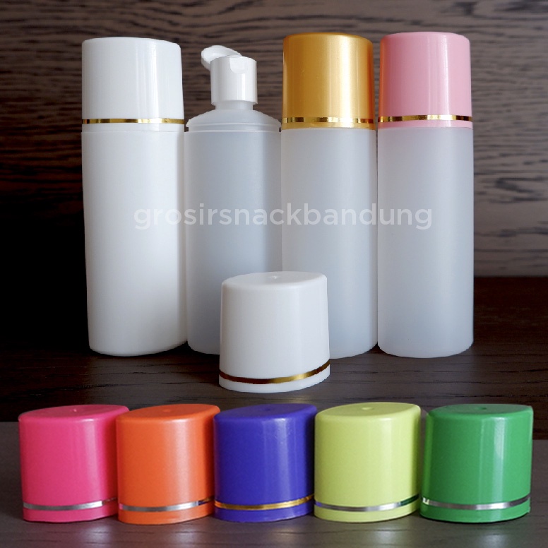 Botol Putri 100ml / Botol Sabun 100 ml Natural Putih list gold / Botol sabun atau toner fliptop