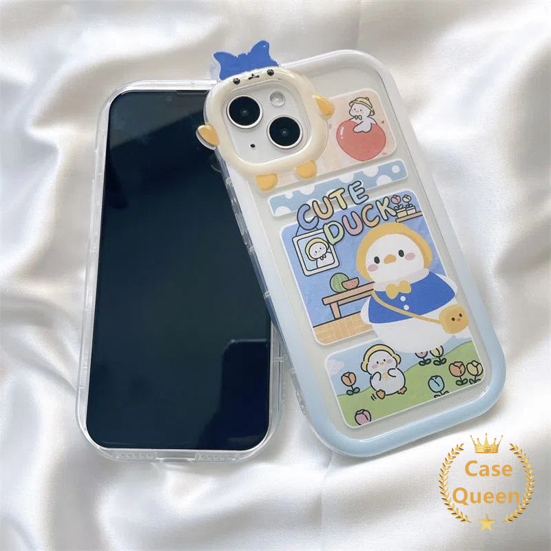 Soft Case Desain Kartun Bebek Monster 3D Untuk Oppo A17 A57 A96 A15 A12 A95 A54 A94 A77s A16K A76 A3s A17K A55 A5s A92 A36 A7 A74 A16E A53 A53 A52 A5Z 5F