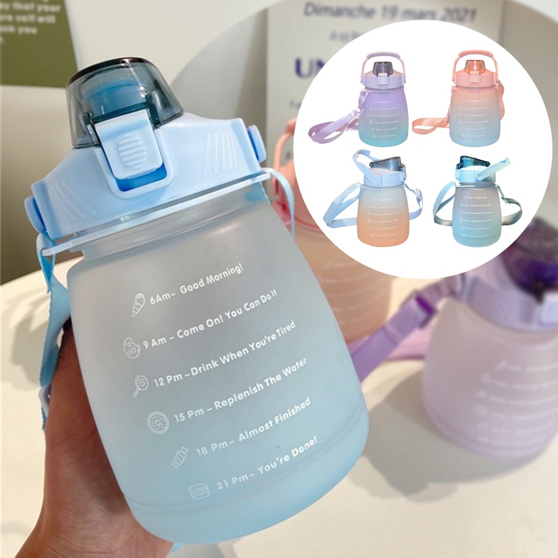 Botol Minum Big Belly Gemoy 1500ML 1.5Liter Botol Motivasi Penanda Waktu Botol Minum Viral