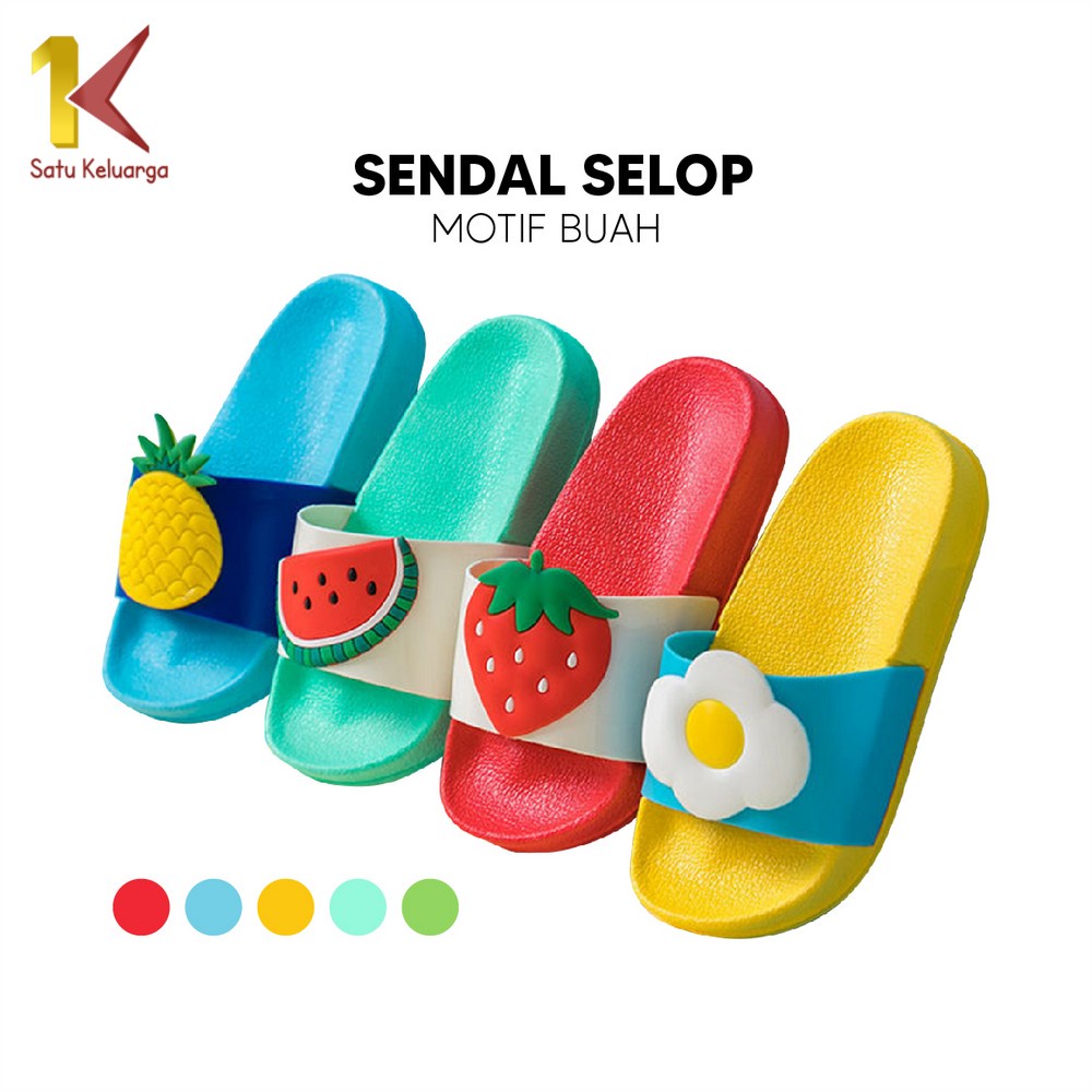 Satu Keluarga Sendal Anak Perempuan Slip On Bahan PVC Motif Buah S47 Sendal Selop Nanas Gemoy Empuk 