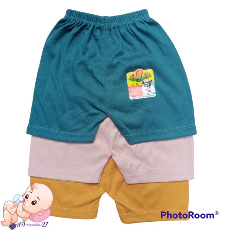 Samleo Kids 3PC Celana Pendek Polos Model Segi Ukuran S M L XL SNI Murah Nyaman Berkualitas