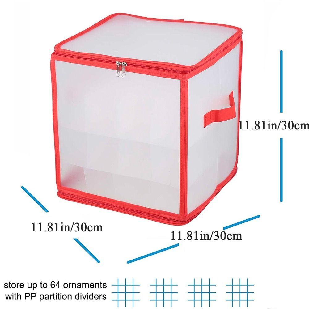 [Elegan] Christmas Ball Organizer Merah Transparan Dengan Tutup Tahan Lama Kapasitas Besar Sortiran Mainan Organizer