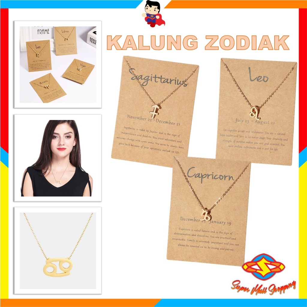 Jual Sms Perhiasan Kalung Wanita Zodiac Simbol Model Korea Murah Import Shopee Indonesia