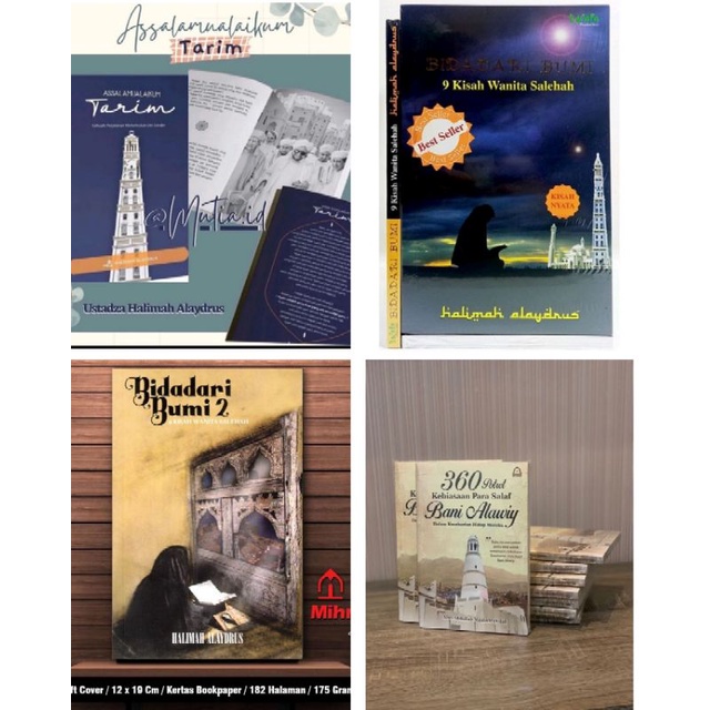 

Buku bidadari bumi/buku bidadari bumi 2/buku assalaamu'alaikum Tarim/buku catatan dari Tarim/360 potret kebiasaan salaf Bani Alawi/buku halimah al aydrus/buku islami