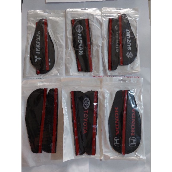 Talang air pelindung spion mobil bahan pvc carbon ber logo dan merk.1set isi 2pcs