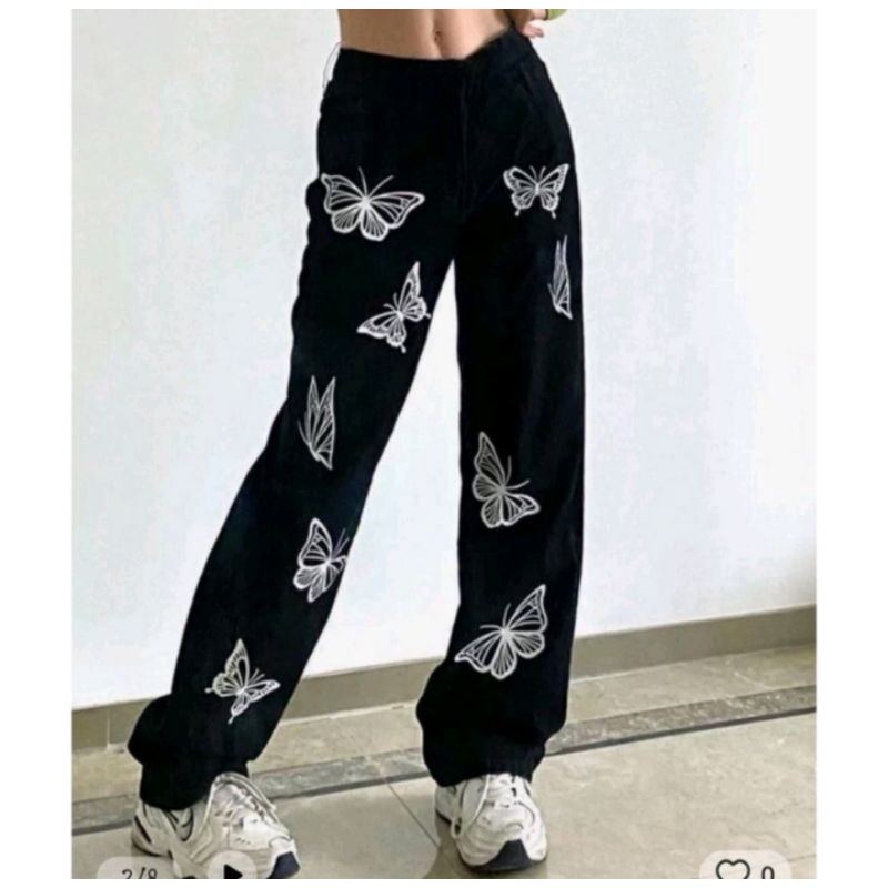 celana butterfly y2k jogger wanita premium