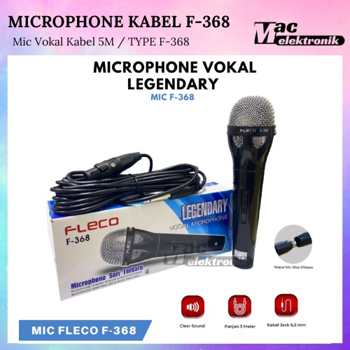 Microphone Kabel 5 METER / MIC DYNAMIC / Mic Kabel Karaoke Kabel Suara Jernih TYPE F-368/MIC KABEL MODER TERBARU FLECO