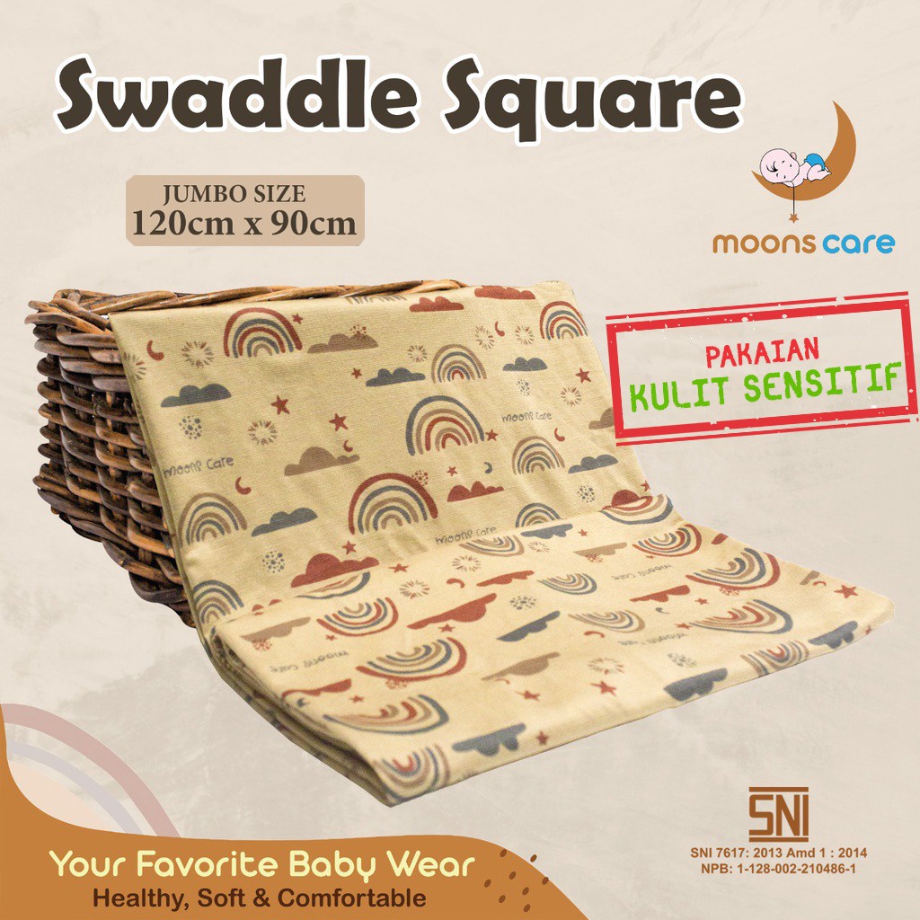 SNI Bedong Segi Empat Jumbo 125x95 Cm Bedong Jumbo Bedong Square/ Bedong motif moons