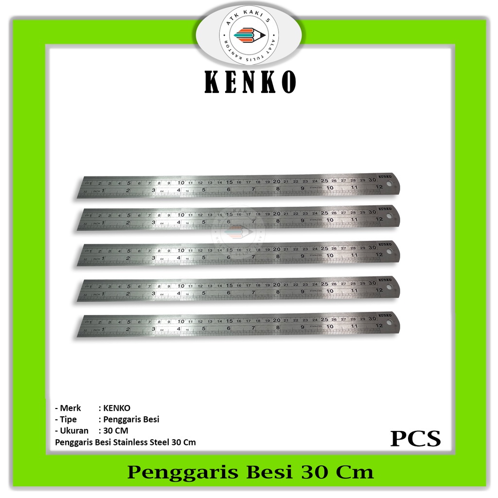 

KENKO - Penggaris Stainless Steel 30 Cm Penggaris Besi -Pcs