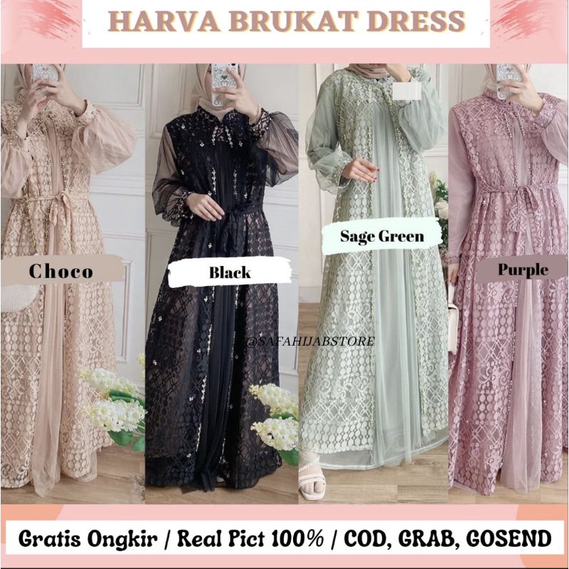 HARVA BRUKAT DRESS / DRESS PESTA / DRESS KONDANGAN / DRESS WISUDA / DRESS LAMARAN / BRIDESMAID