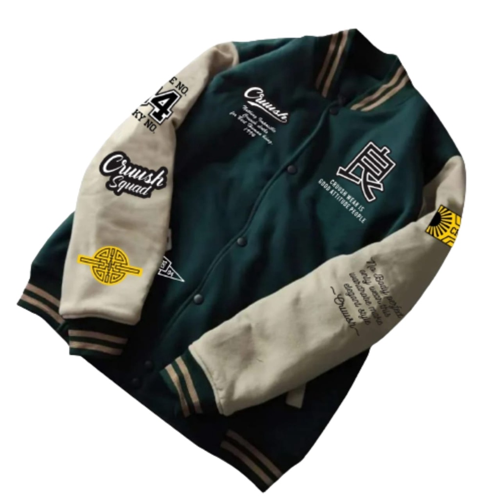 JACKET VARSITY BASEBALL MOTIF TERBARU PRIA WANITA / CRUUSH / KAMIKAZE / MIYAMOTO SIZE M L XL XXL
