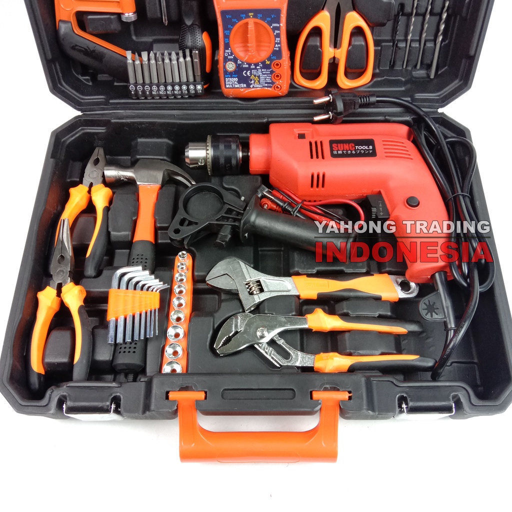 Mesin Bor Impact Drill Listrik 13mm SIMDK06 SET LENGKAP 55 pcs SUNC TOOLS