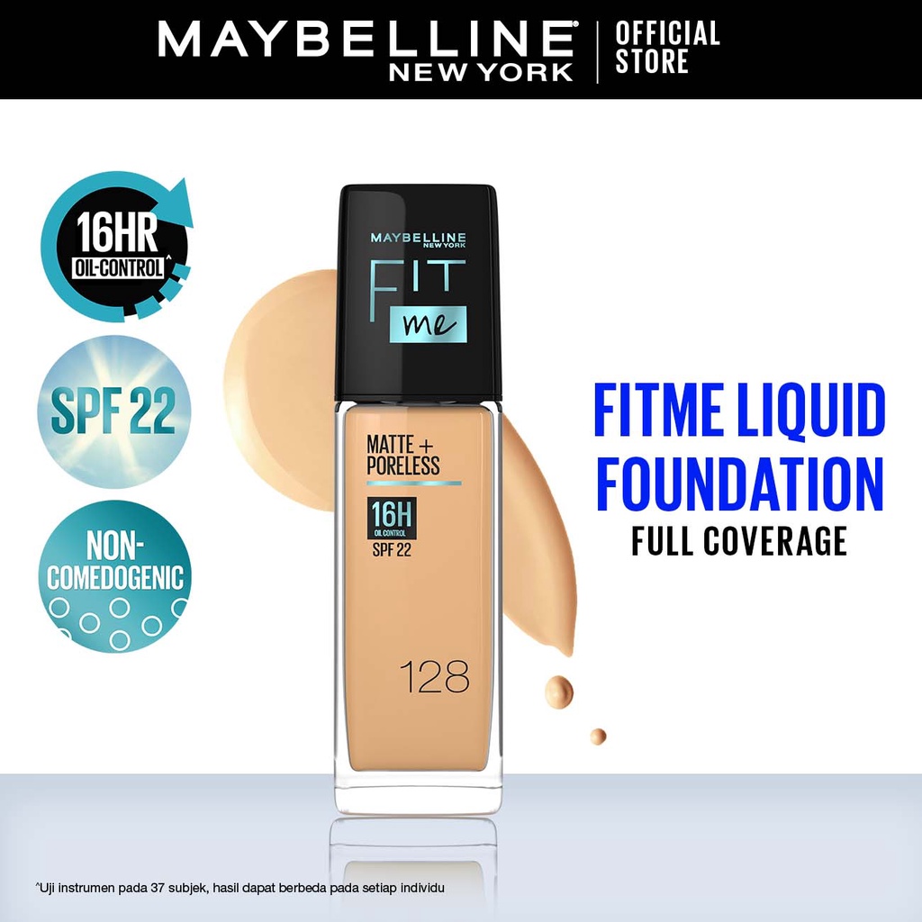 Maybelline Fit Me! Matte + Poreless Liquid Matte Foundation Make Up 30ml - Makeup Ringan Full Coverage 16HR Oil Control