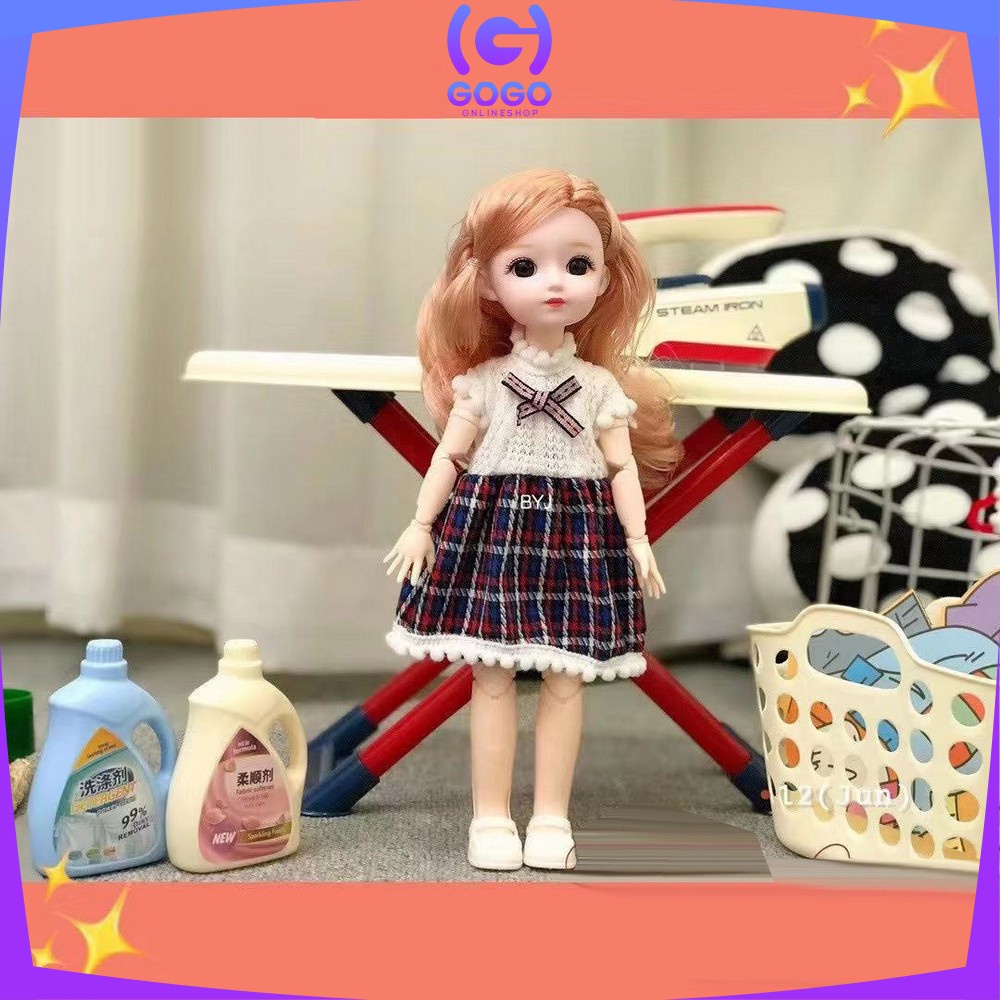 GOGO-M187 Mainan Setrika Uap Anak Perempuan Playhouse Set Pretend Play Mainan Laundry + Boneka Anak