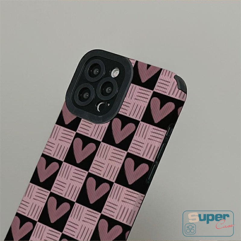 Soft Case Silikon Tekstur Kulit Hati Shockproof Untuk iPhone 7 8 Plus 11 14 13 12 Pro Max XR 7Plus X XS Max