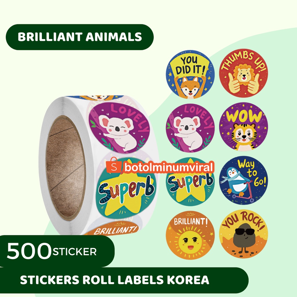 Sticker Reward Label Isi 500 pcs Bulat Nilai Anak Paud TK Sekolah Lucu