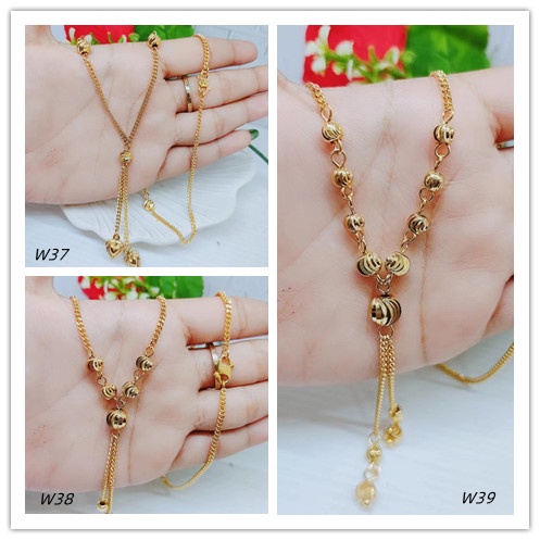 Kalung Xuping Biji Bola Lapis Emas 24k Perhiasan Fashion W37/38/39 （Panjang 60-70cm)