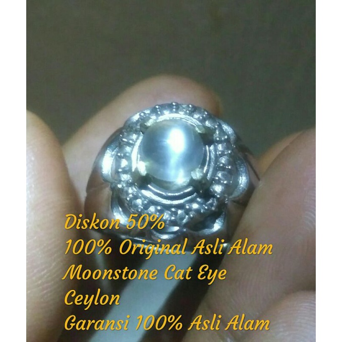 TermurahBiduri Bulan Srilanka Natural Cat Eye Moonstone 100% Asli Alam Full Luster Kilab Mantab HQ