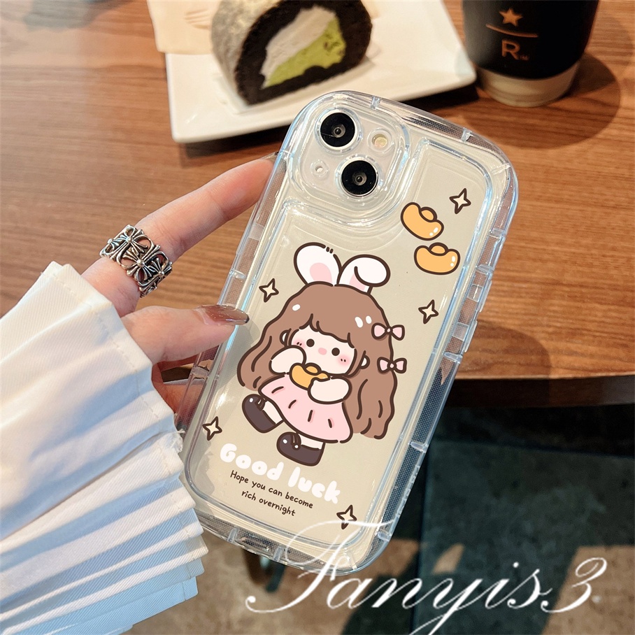 Compatible For IPhone 14 13 12 11 Pro Max X XR Xs Max 8 7 Plus SE 2020 Soft Case TPU Bening Motif Good Luck Girl Untuk