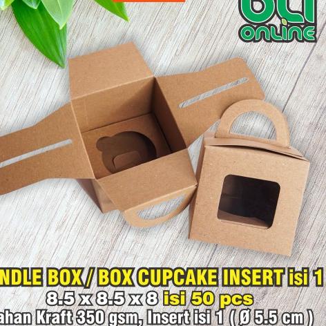 

바 Handle Box 8.5x8.5x8 isi 50pcs / Cupcake Box / Dus Jinjing / Kotak Jinjing / Isi 1 Trend