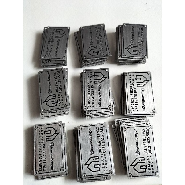 

100 Pcs LABEL PLAT CUSTOME MEREK LOGAM SETENLIS ukuran 2 x 6
