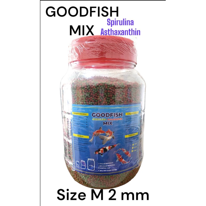 PELET IKAN KOKI KOI GOODFISH MIX SPIRULINA ASTAXANTHIN 1.25 KG 2 MM