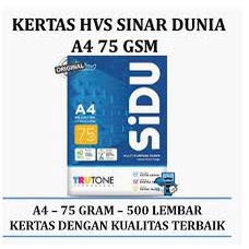 Kertas HVS - Sinar Dunia - Kertas A4 75 Gr / Paper / Hvs 1 Rim