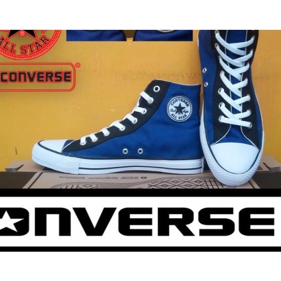 SEPATU CONVERSE ALL STAR HIGH BIRU EYELET HITAM + BOX GRADE ORIGINAL