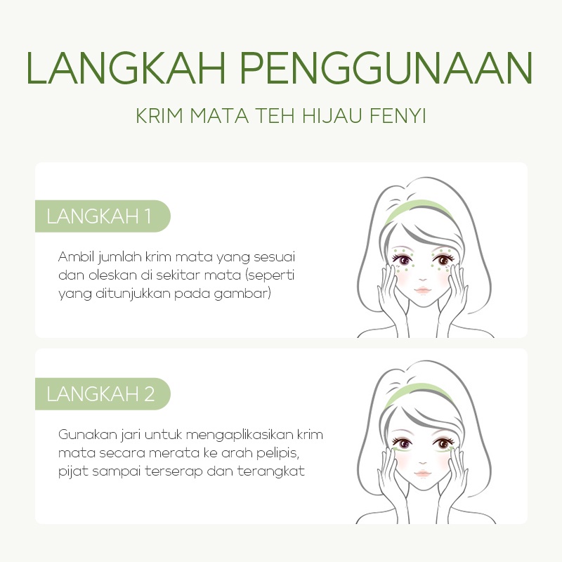 Fenyi Green Tea Krim Mata 2pcs Menenangkan Menghilangkan Kerutan Mengencangkan Memudarkan Mata Panda