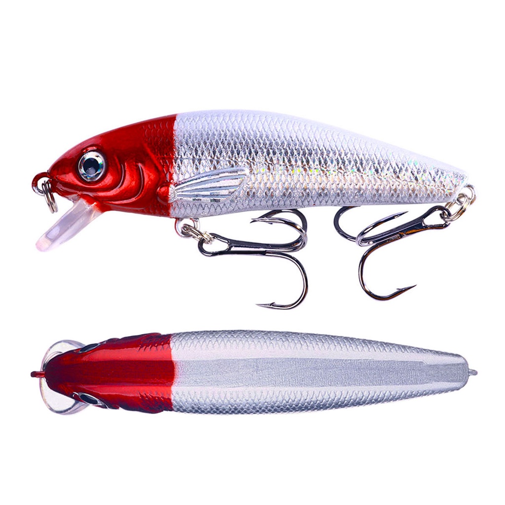 Hengjia 1pc Umpan Pancing Minnow Hard Bait Bentuk Ikan Kecil Artificial Crankibait 3D Eyes Plastik 7.5cm 8g Fishing Lure