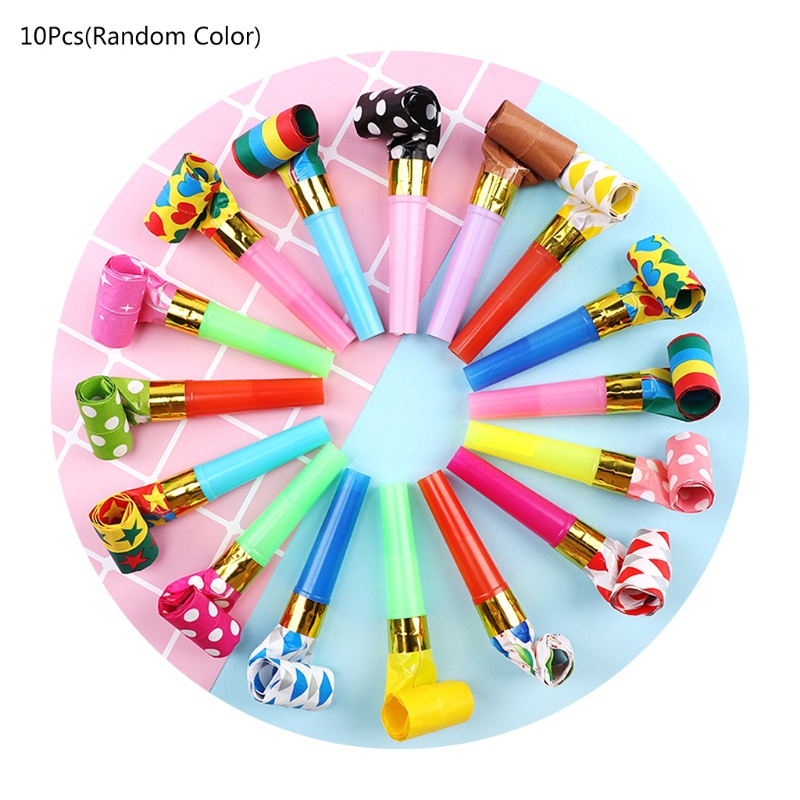Mary Party Blowers 10pcs Anak-Anak Blowout Noisemakers Cheer Up Whistle Toy Bag Stocking Aksesoris Bersorak Untuk Pesta Fav