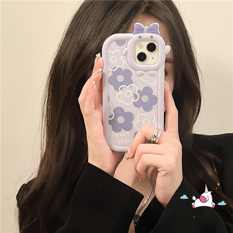 Flower Case Samsung A50 A14 A04E A04 A13 A12 A32 A50s A30s A51 A52 A52s A31 A22 A23 A04s M32 A33 A53 A73 A11 A21s A71 A53 A03 A03s A02s Bow Little Monster Lens Soft Flowers Cover