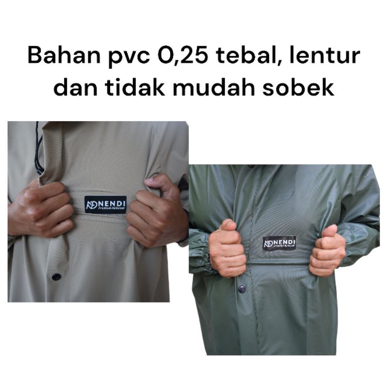 Jas hujan Nendi premium raincoat pria dan wanita bahan pvc tebal