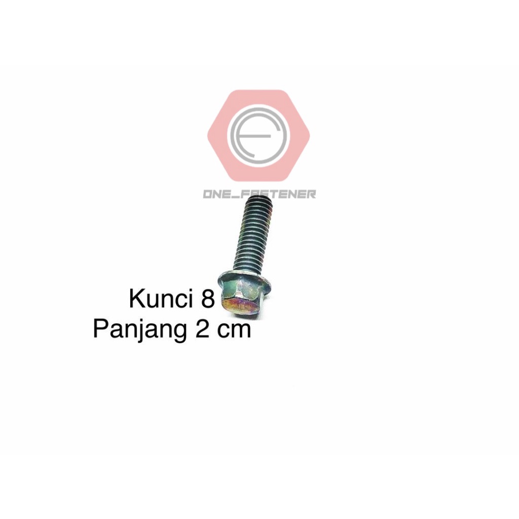 Baut Flange Bolt M6x20 Hijau Kunci 8 blok mesin cvt 6mm 2cm ulir 10