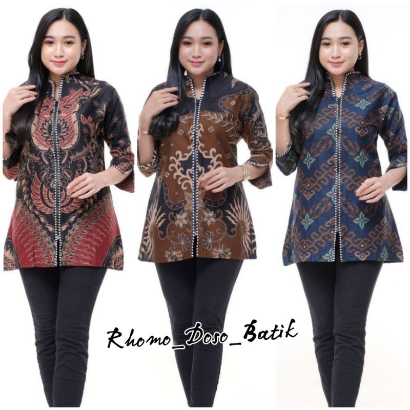 tey-17 Batik wanita ASJ SA HRB026 Kenongo Kemeja Tosca Pendek