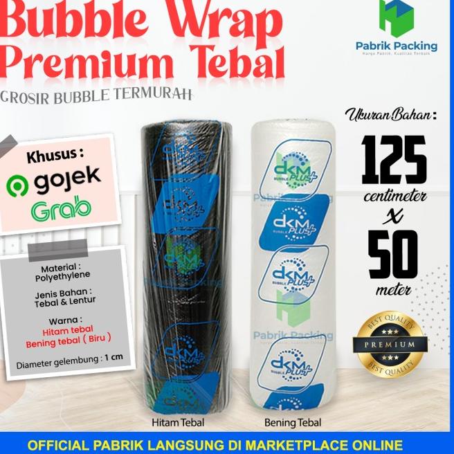 

BUBBLE WRAP ROLL DKM PLUS VARIANT PREMIUM SIZE 125 CM x 50 M - HITAM PREMIUM