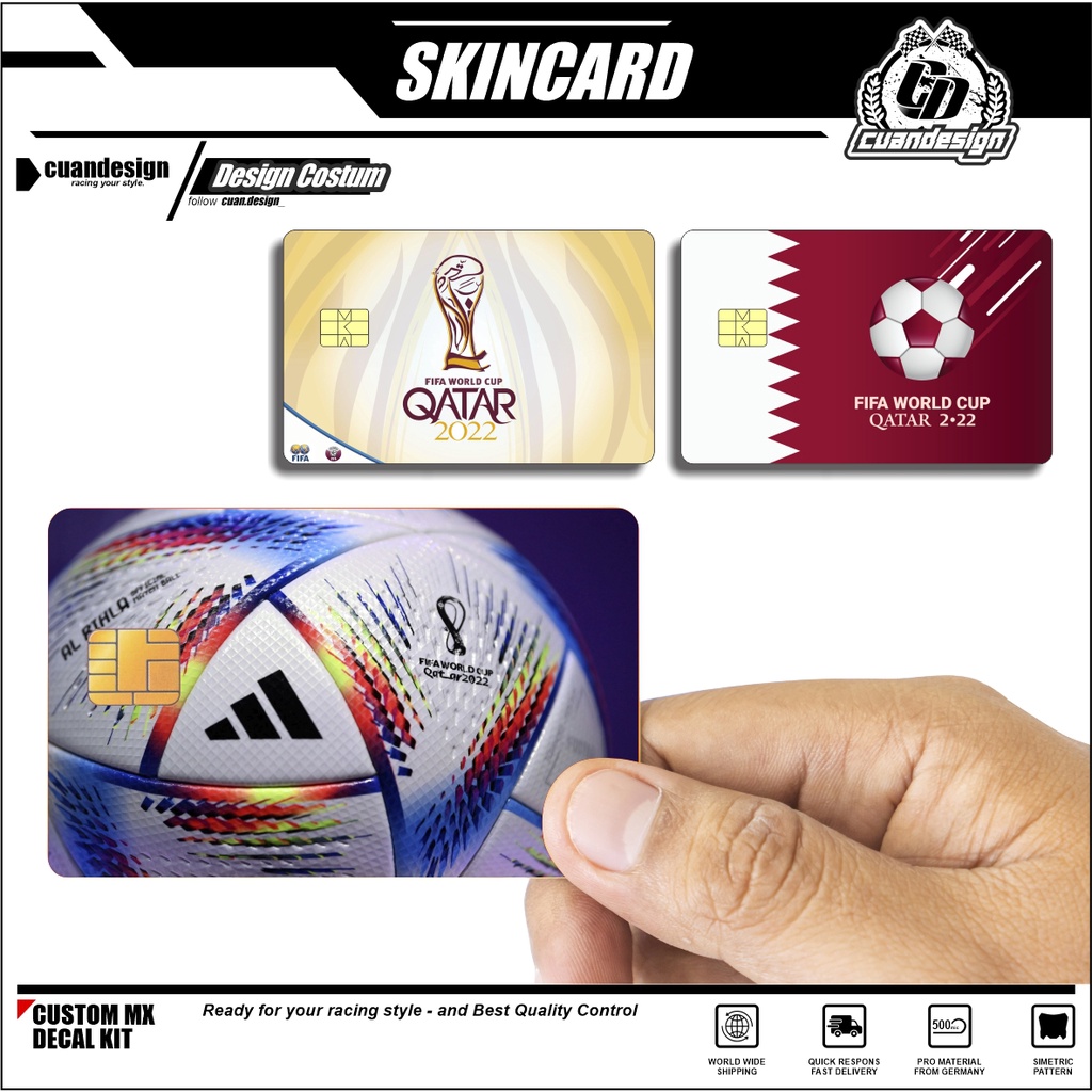 WORLD CUP 2022 QATAR PIALA DUNIA QATAR STIKER PELINDUNG KARTU SKIN CARD ATM SIM KTP E-MONEY STICKER 