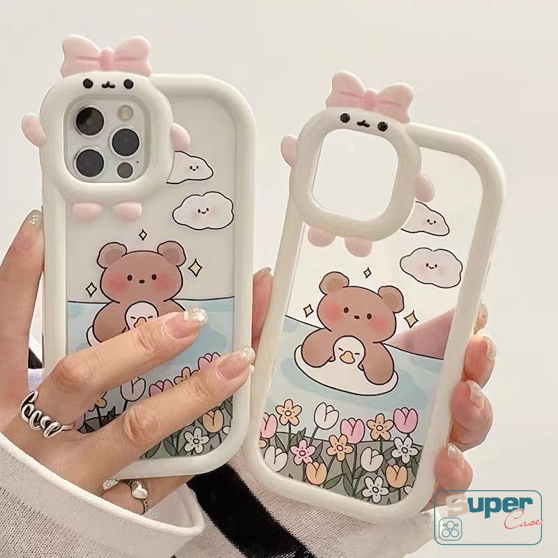 Casing Lensa 3D Bow Little Monster Samsung A14 A04E A50s A32 A52 A04 A12 A22 A03s A13 A03 A73 A53 A04s A50 A02s A51 A23 A21s A52s A71 A11 A33 M22 Beruang Lucu Bumper Tahan Guncangan Soft Case