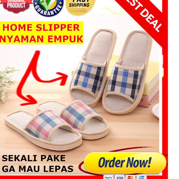 Sandal Rumah Motif STRIPE / Slipper / Sandal Kamar / Sandal Tidur Bulu - 37-38